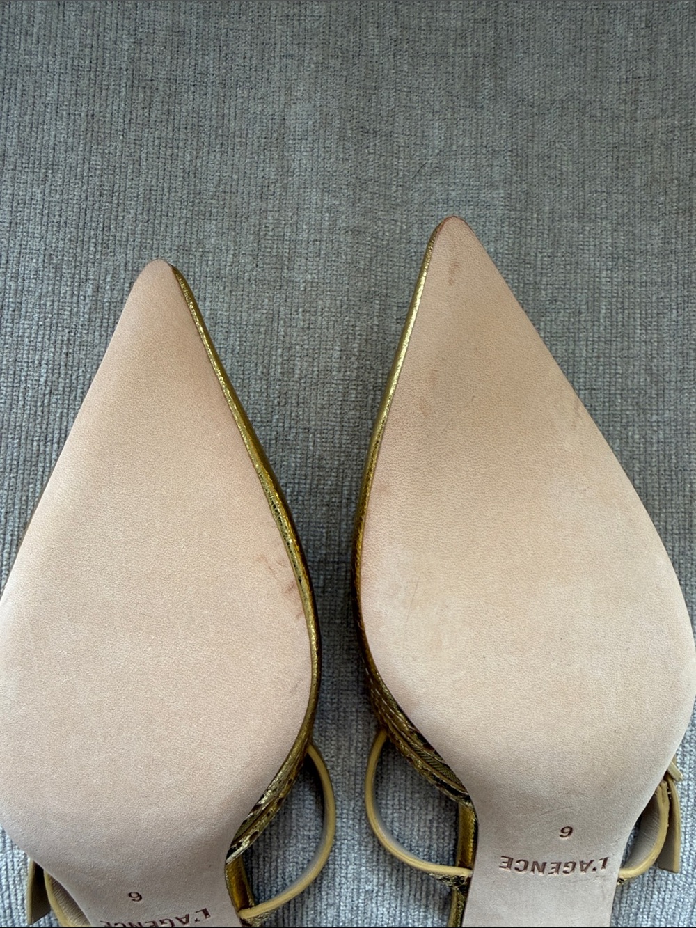 L'AGENCE Metallic Gold Pointed Kitten Heel - Picture 9 of 11